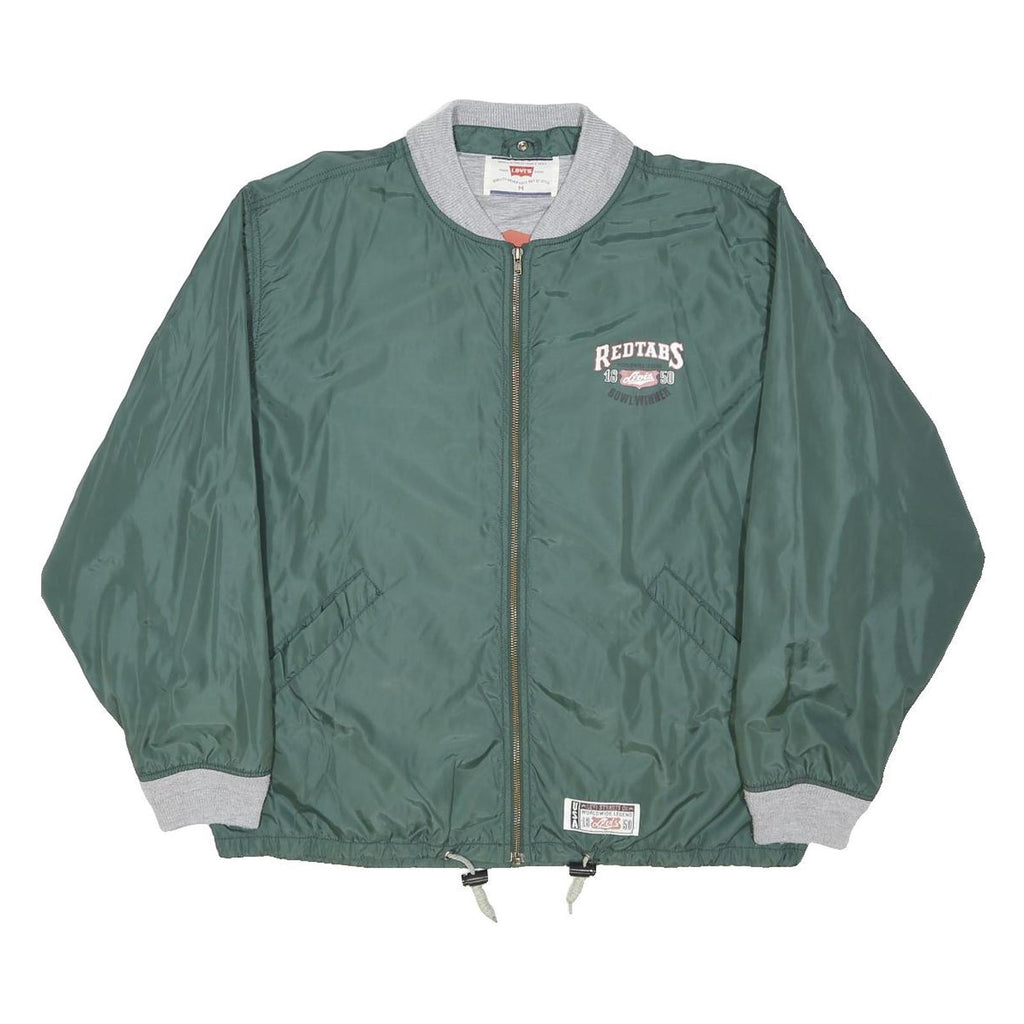LEVI'S Mens Green Bomber Jacket M Polyester Plain Zip Casual Sportswear