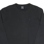 CHAMPION Mens Black Cotton Blend Crew Neck Sweatshirt L Classic Logo Pullover