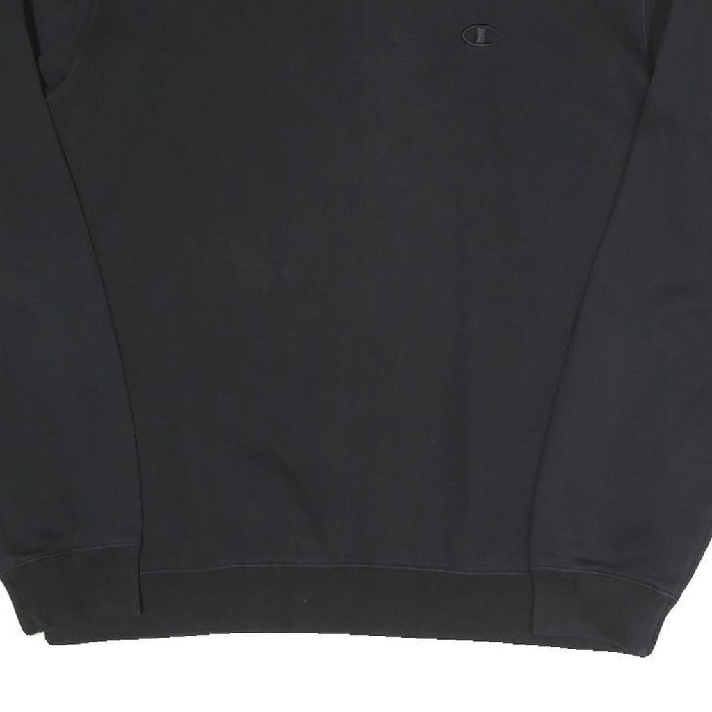 CHAMPION Mens Black Cotton Blend Crew Neck Sweatshirt L Classic Logo Pullover