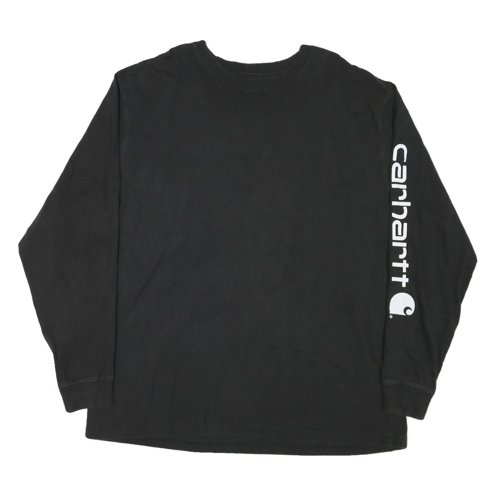 CARHARTT Mens Black Long Sleeve Crew Neck XL Logo Print Cotton Blend T-Shirt