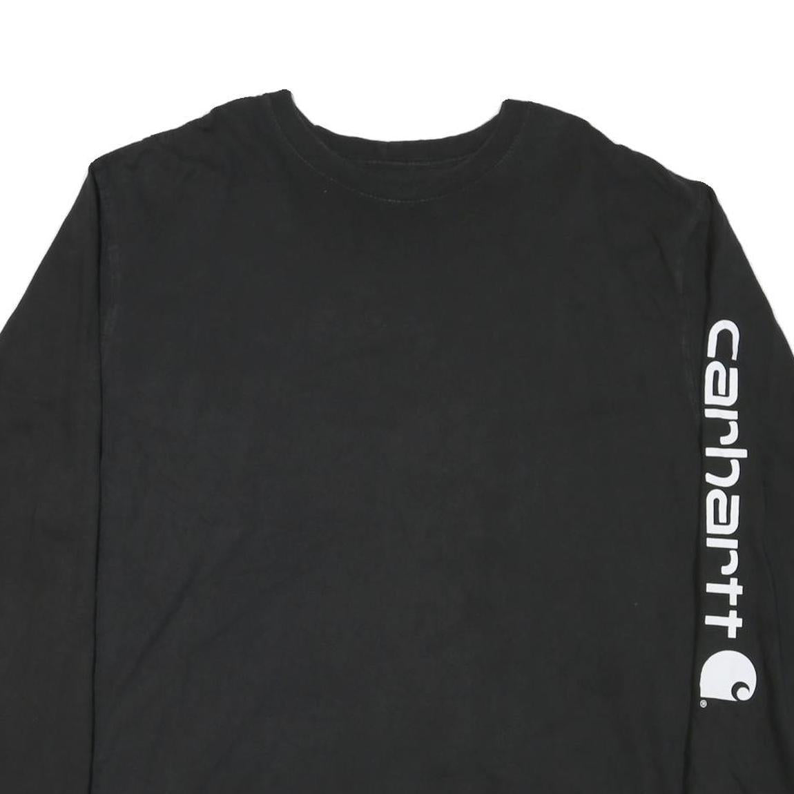 CARHARTT Mens Black Long Sleeve Crew Neck XL Logo Print Cotton Blend T-Shirt