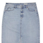 M&S Womens Blue Denim Midi Skirt Cotton Blend L Classic Pencil Fit Casual
