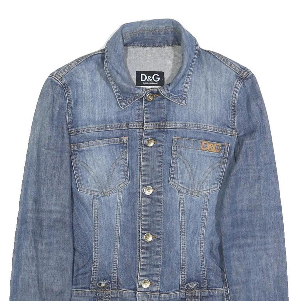 DOLCE & GABBANA Womens Blue Denim Jacket S Cotton Blend Classic Button Closure