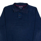 TOMMY HILFIGER Mens Jumper Blue Button Neck Tight Knit M