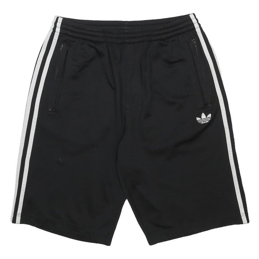 ADIDAS Mens Black & White Sports Shorts S W28 Three Stripe Zip Pockets