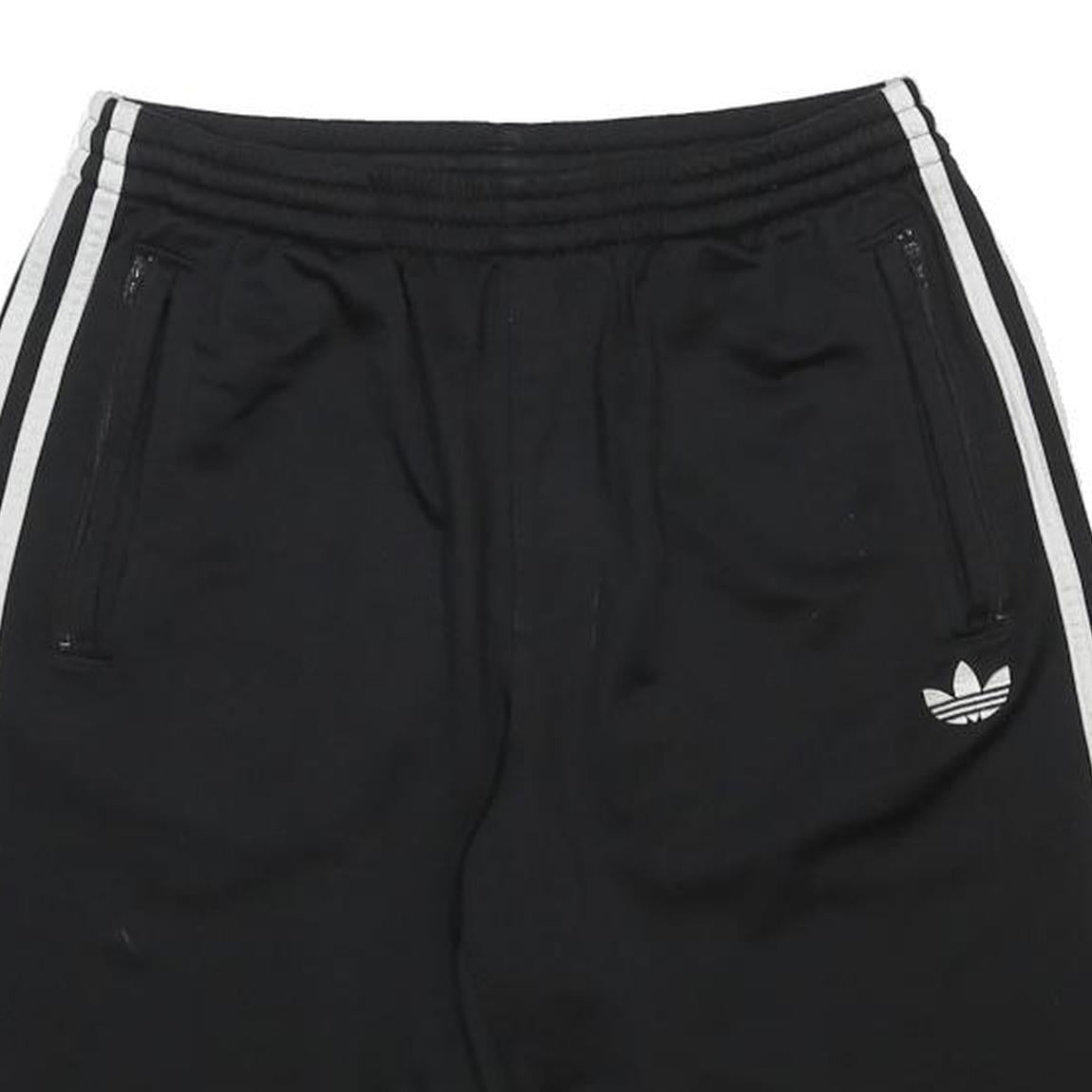 ADIDAS Mens Black & White Sports Shorts S W28 Three Stripe Zip Pockets