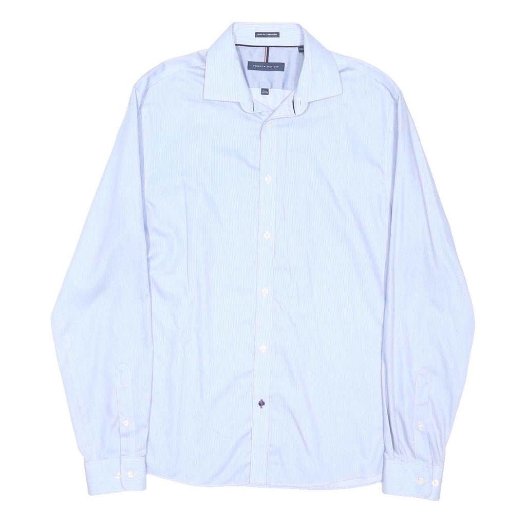 TOMMY HILFIGER Mens Blue Shirt Button Down Collar M Cotton Blend