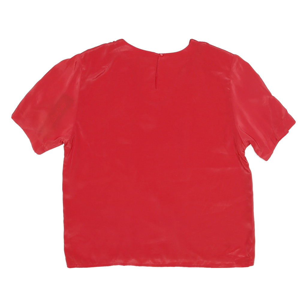 SARA STEPHEN Womens Red Top Short Sleeve Round Neck Plain M Lightweight Blouse