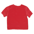 SARA STEPHEN Womens Red Top Short Sleeve Round Neck Plain M Lightweight Blouse