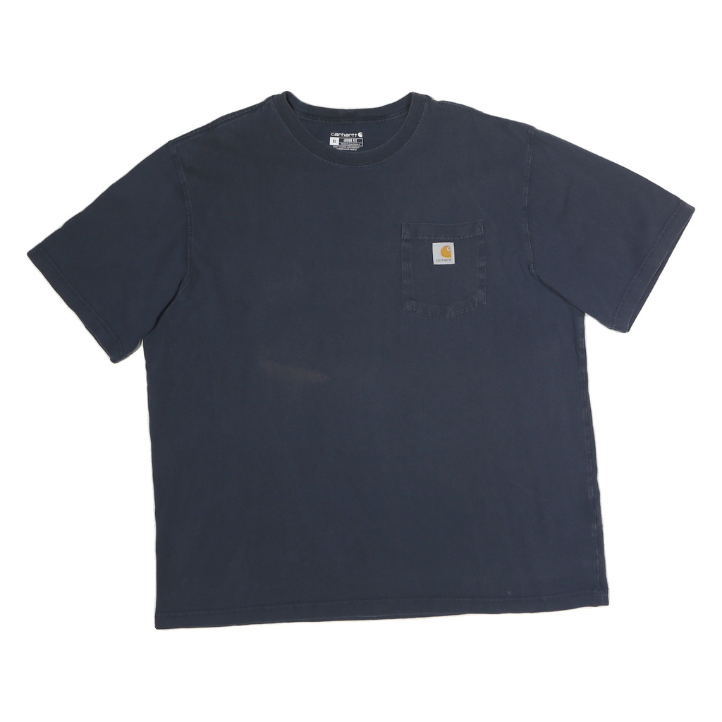 CARHARTT Mens Blue & Yellow Pocket T-Shirt XL Short Sleeve Crew Neck Workwear