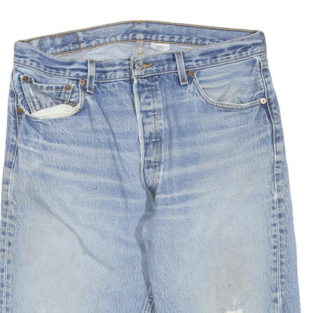 LEVI'S Mens Denim Blue Casual Shorts L W36 Distressed Cotton Blend
