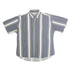 NATURAL ISSUE Mens Blue & Cream Striped Button Short Sleeve Shirt M Casual