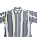 NATURAL ISSUE Mens Blue & Cream Striped Button Short Sleeve Shirt M Casual