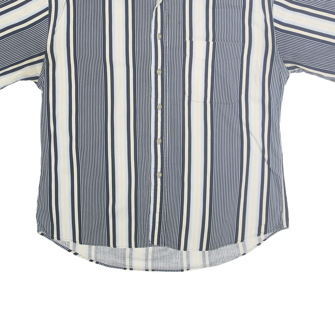 NATURAL ISSUE Mens Blue & Cream Striped Button Short Sleeve Shirt M Casual