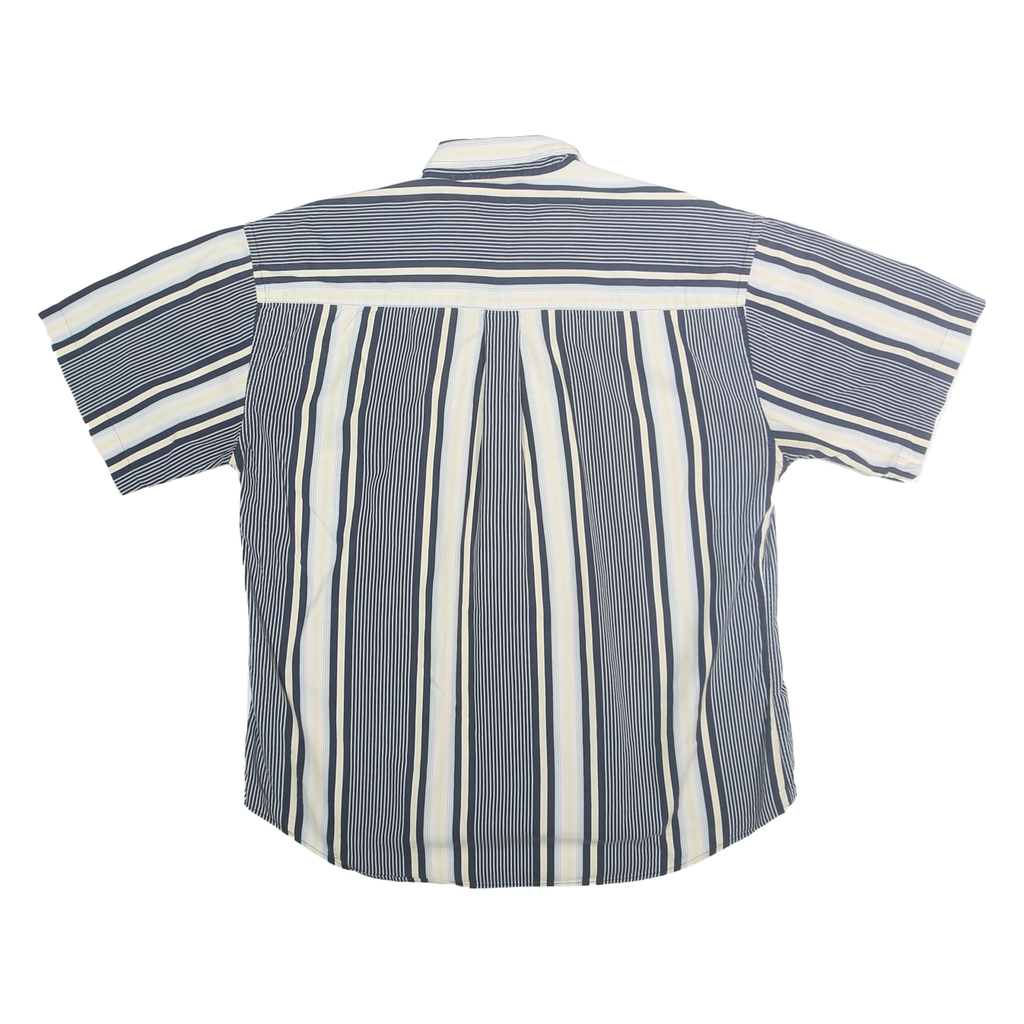 NATURAL ISSUE Mens Blue & Cream Striped Button Short Sleeve Shirt M Casual