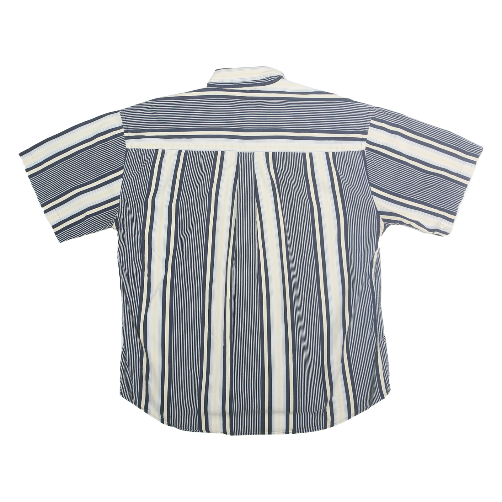 NATURAL ISSUE Mens Blue & Cream Striped Button Short Sleeve Shirt M Casual