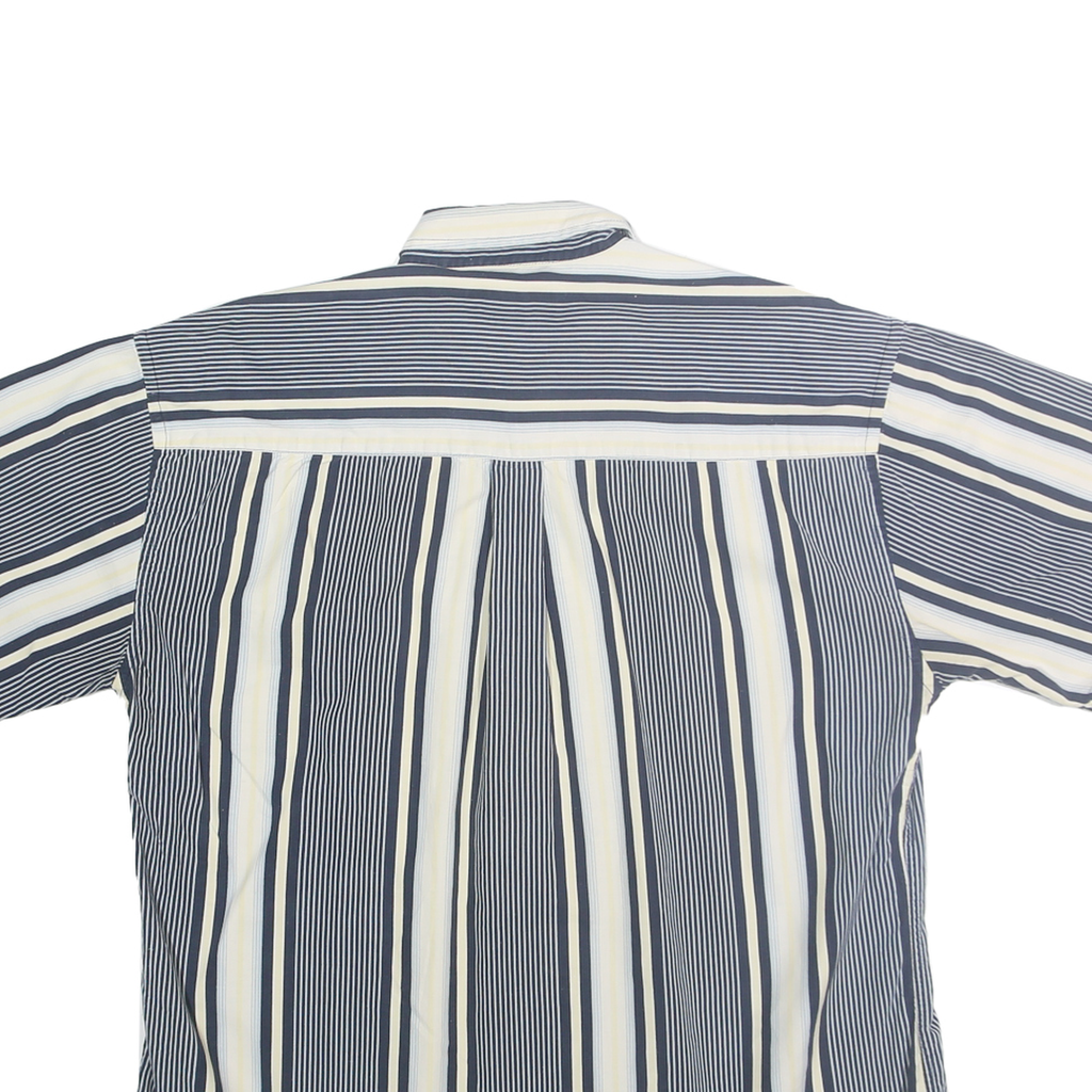 NATURAL ISSUE Mens Blue & Cream Striped Button Short Sleeve Shirt M Casual