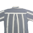 NATURAL ISSUE Mens Blue & Cream Striped Button Short Sleeve Shirt M Casual