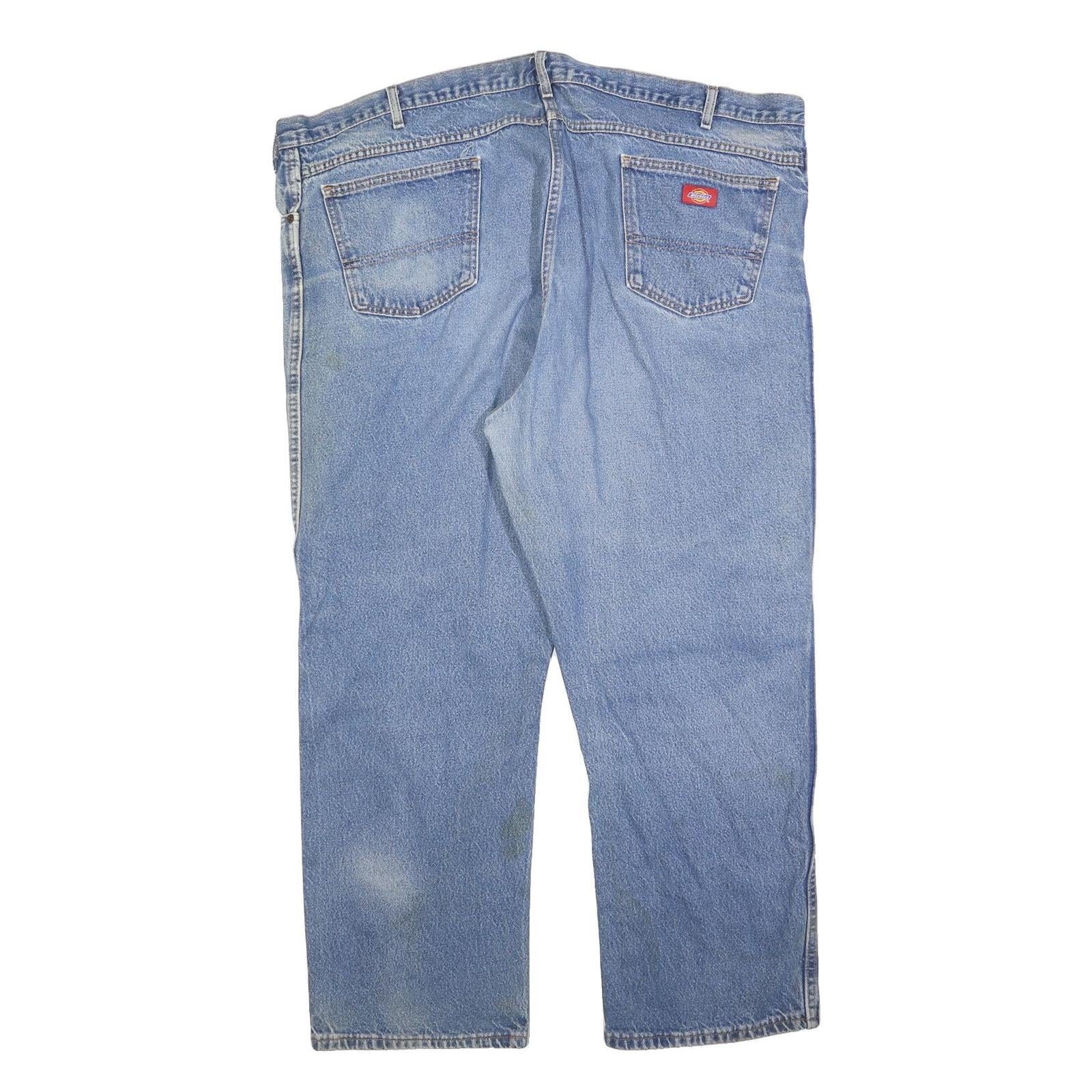 DICKIES Mens Blue Regular Fit Denim Jeans W50 L30 Zip Cotton Blend Comfort