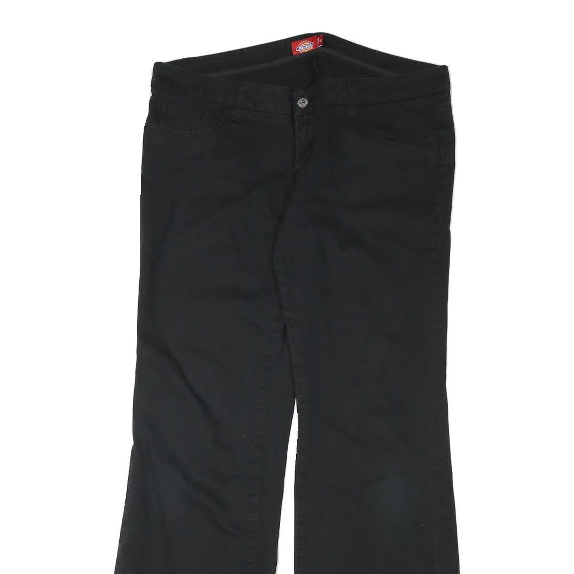 DICKIES Womens Black Cotton Blend Regular Fit Zip Trousers W34 L31 Classic