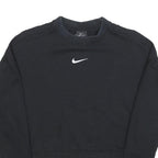 NIKE Womens Black Crop Crew Neck Sweatshirt S Cotton Blend Pullover