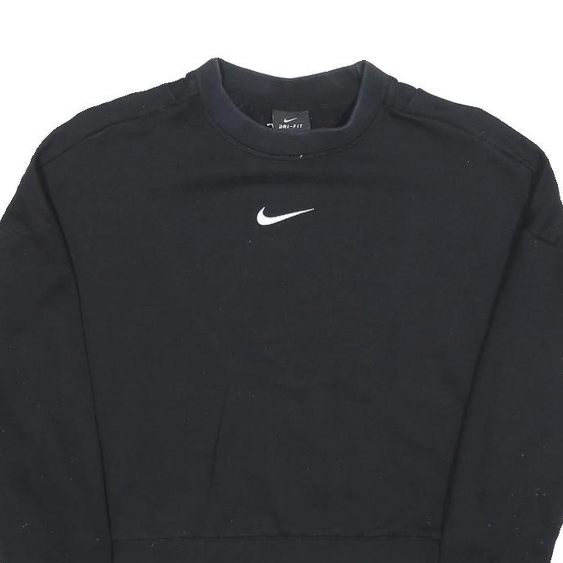 NIKE Womens Black Crop Crew Neck Sweatshirt S Cotton Blend Pullover