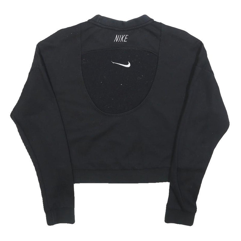 NIKE Womens Black Crop Crew Neck Sweatshirt S Cotton Blend Pullover
