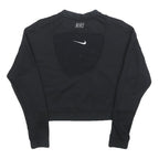 NIKE Womens Black Crop Crew Neck Sweatshirt S Cotton Blend Pullover