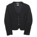 MAX&CO Womens Black Pinstripe Jacket M Woven Button Casual Office