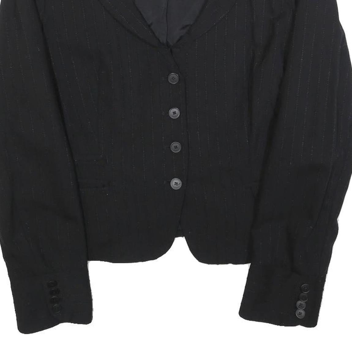 MAX&CO Womens Black Pinstripe Jacket M Woven Button Casual Office