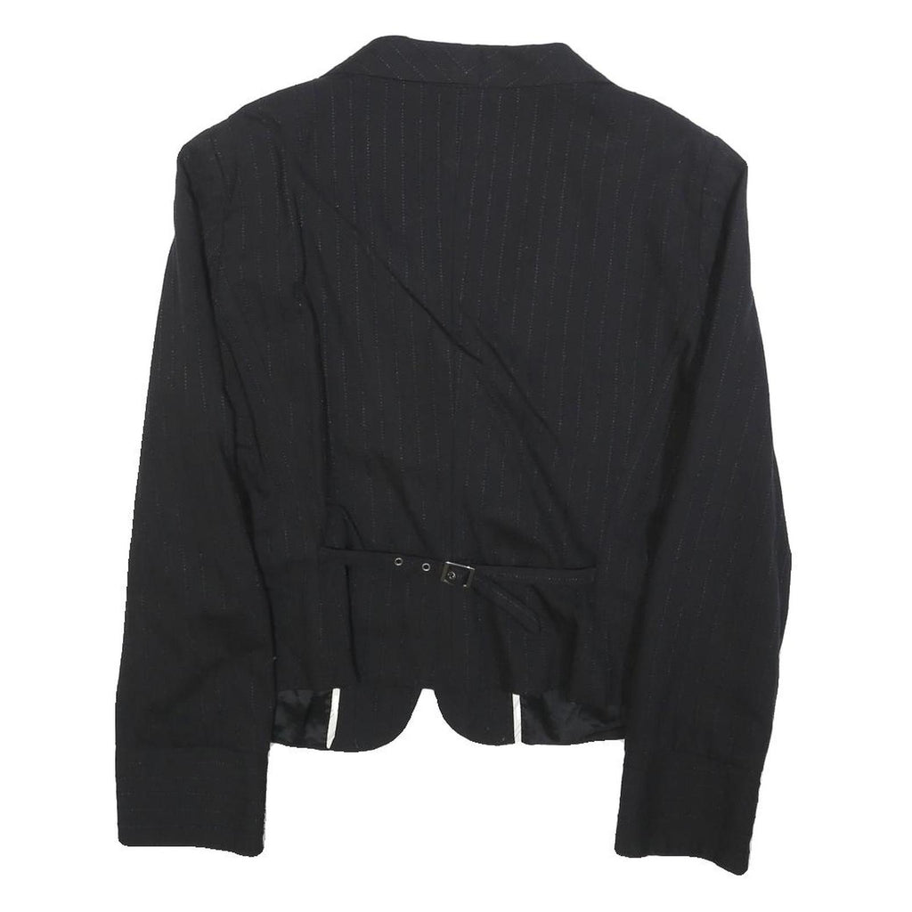 MAX&CO Womens Black Pinstripe Jacket M Woven Button Casual Office
