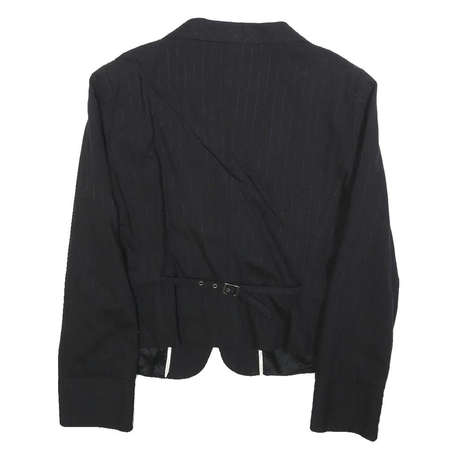 MAX&CO Womens Black Pinstripe Jacket M Woven Button Casual Office