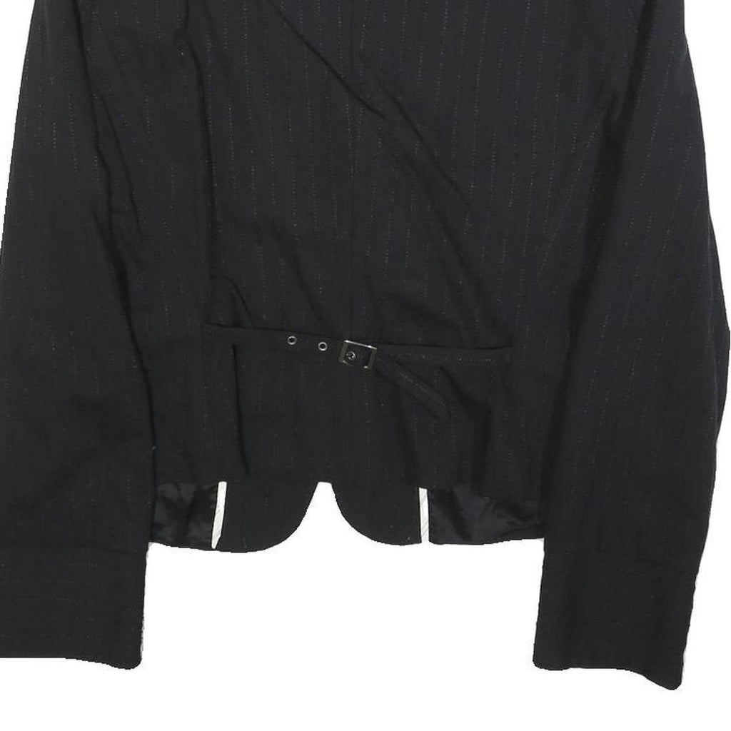 MAX&CO Womens Black Pinstripe Jacket M Woven Button Casual Office