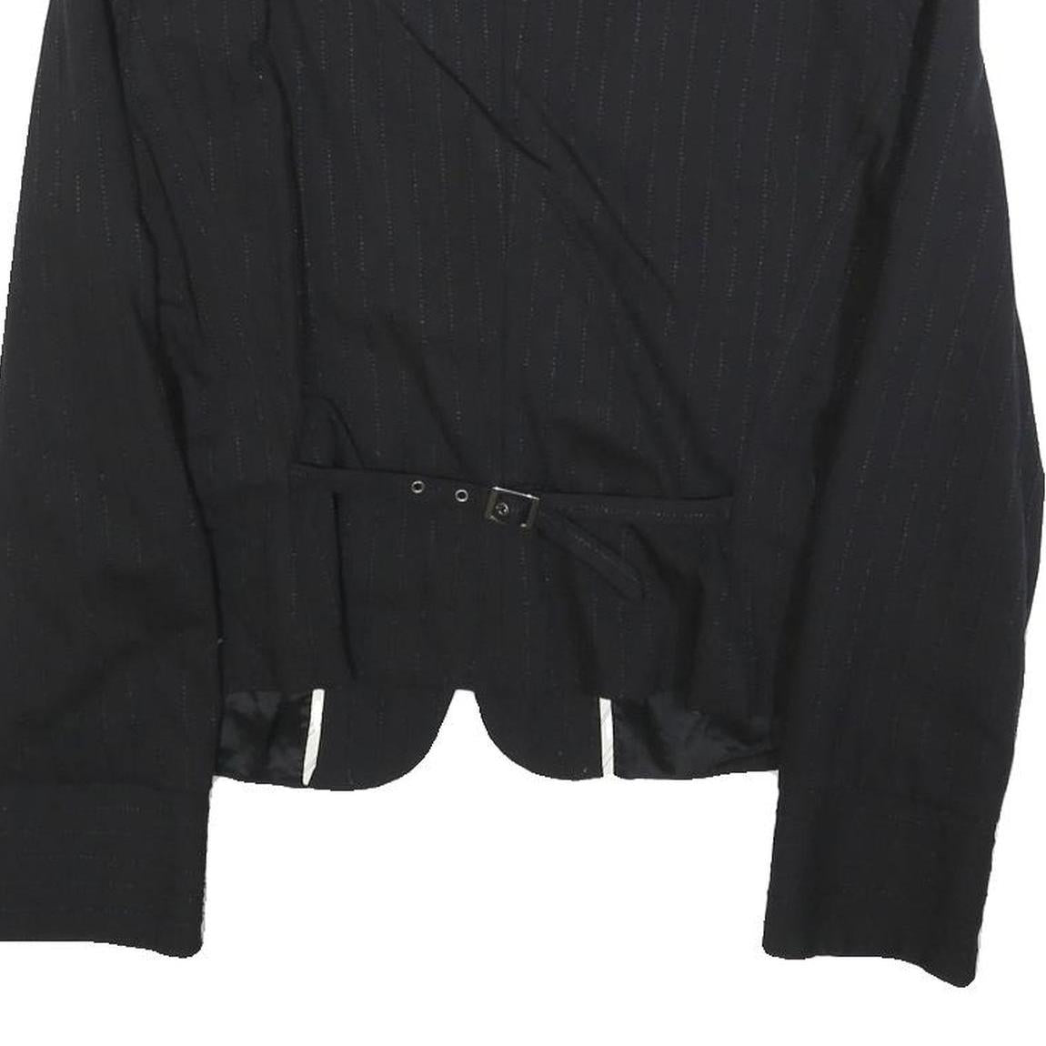 MAX&CO Womens Black Pinstripe Jacket M Woven Button Casual Office