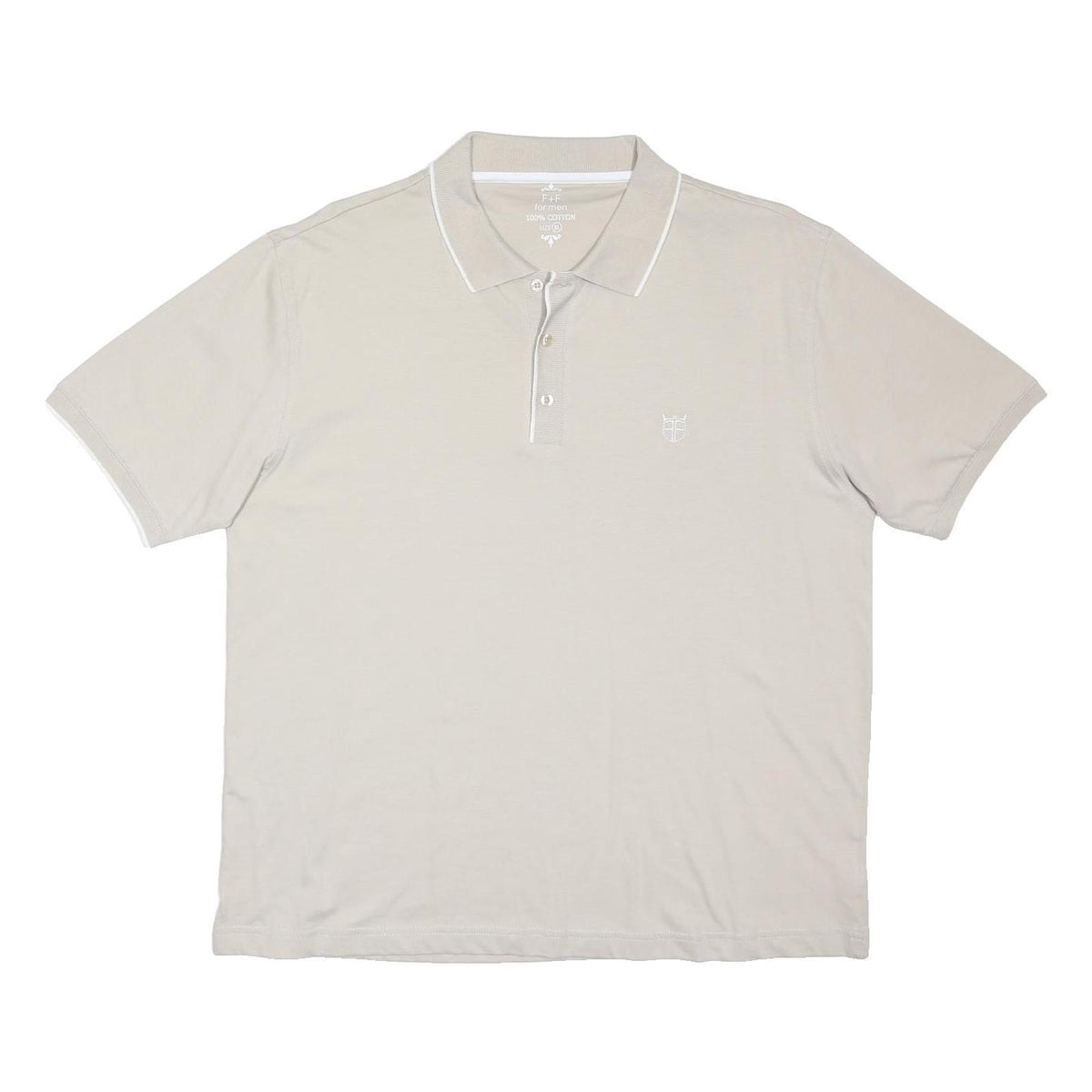 F&F Mens Beige Polo Shirt XL Cotton Short Sleeve Plain Basic Casual