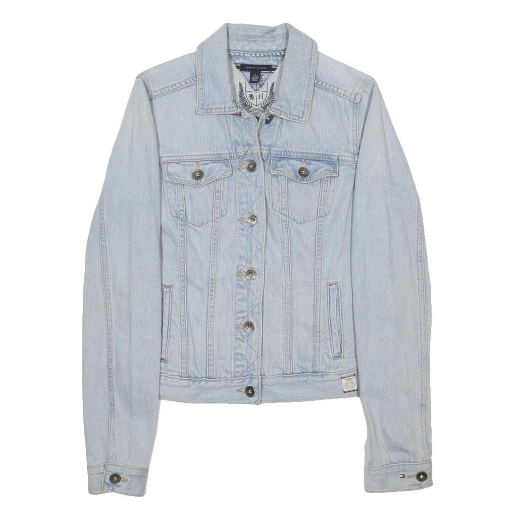 TOMMY HILFIGER Womens Blue Denim Jacket S Cotton Button Plain Casual Outerwear