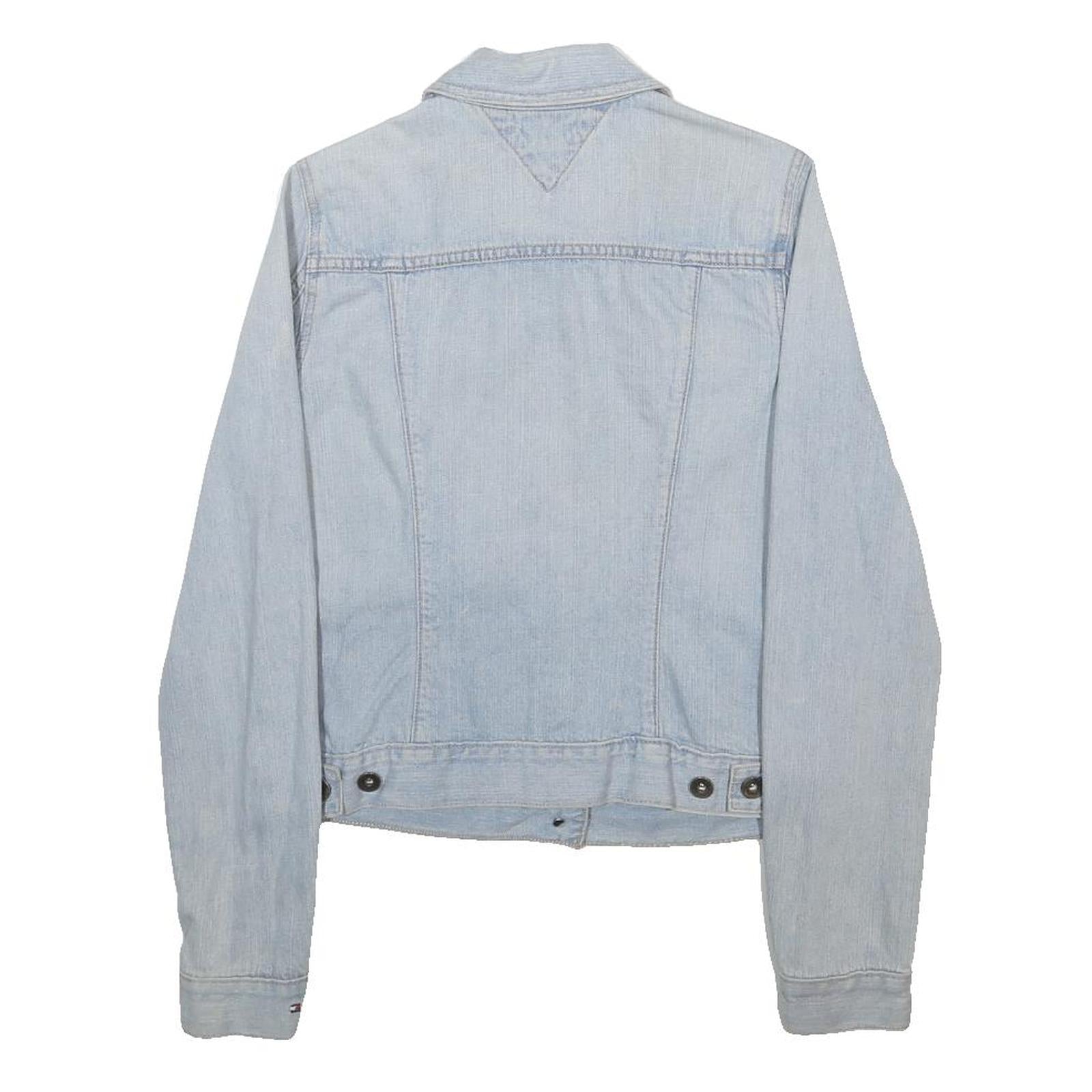 TOMMY HILFIGER Womens Blue Denim Jacket S Cotton Button Plain Casual Outerwear