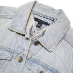 TOMMY HILFIGER Womens Blue Denim Jacket S Cotton Button Plain Casual Outerwear