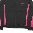 PUMA Womens Black & Pink Sports Zip Jacket UK 16 Polyester Blend Athletic Track
