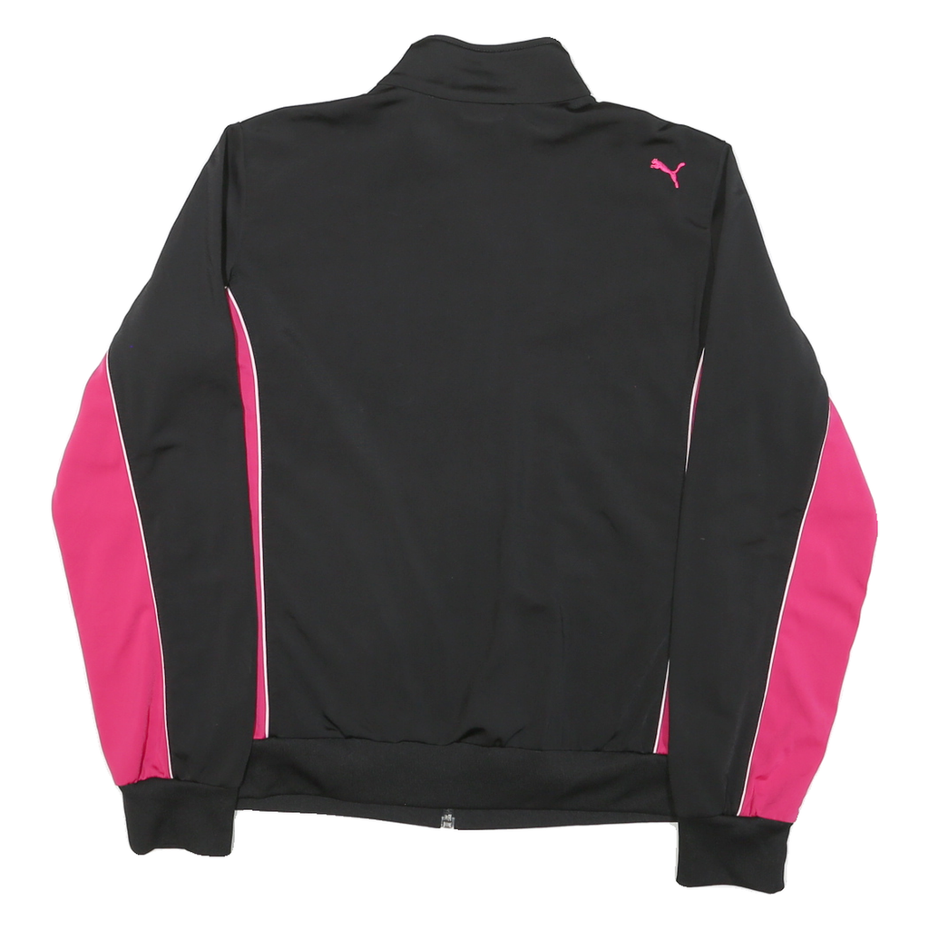 PUMA Womens Black & Pink Sports Zip Jacket UK 16 Polyester Blend Athletic Track