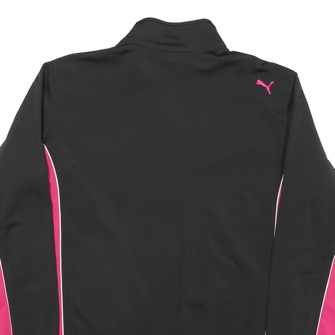 PUMA Womens Black & Pink Sports Zip Jacket UK 16 Polyester Blend Athletic Track