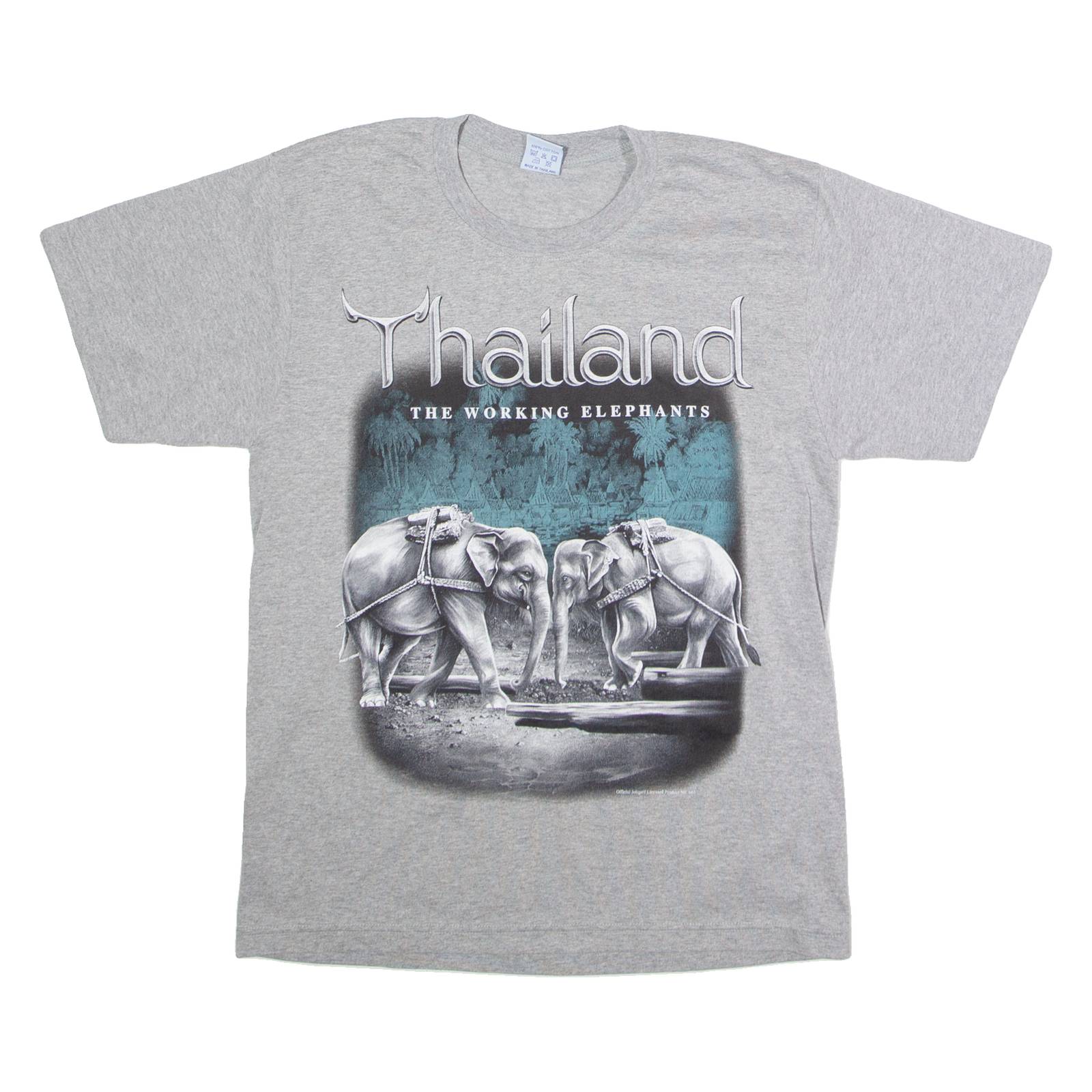 JOLIGOLF Thailand The Working Elephants Mens T-Shirt Grey Crew Neck S