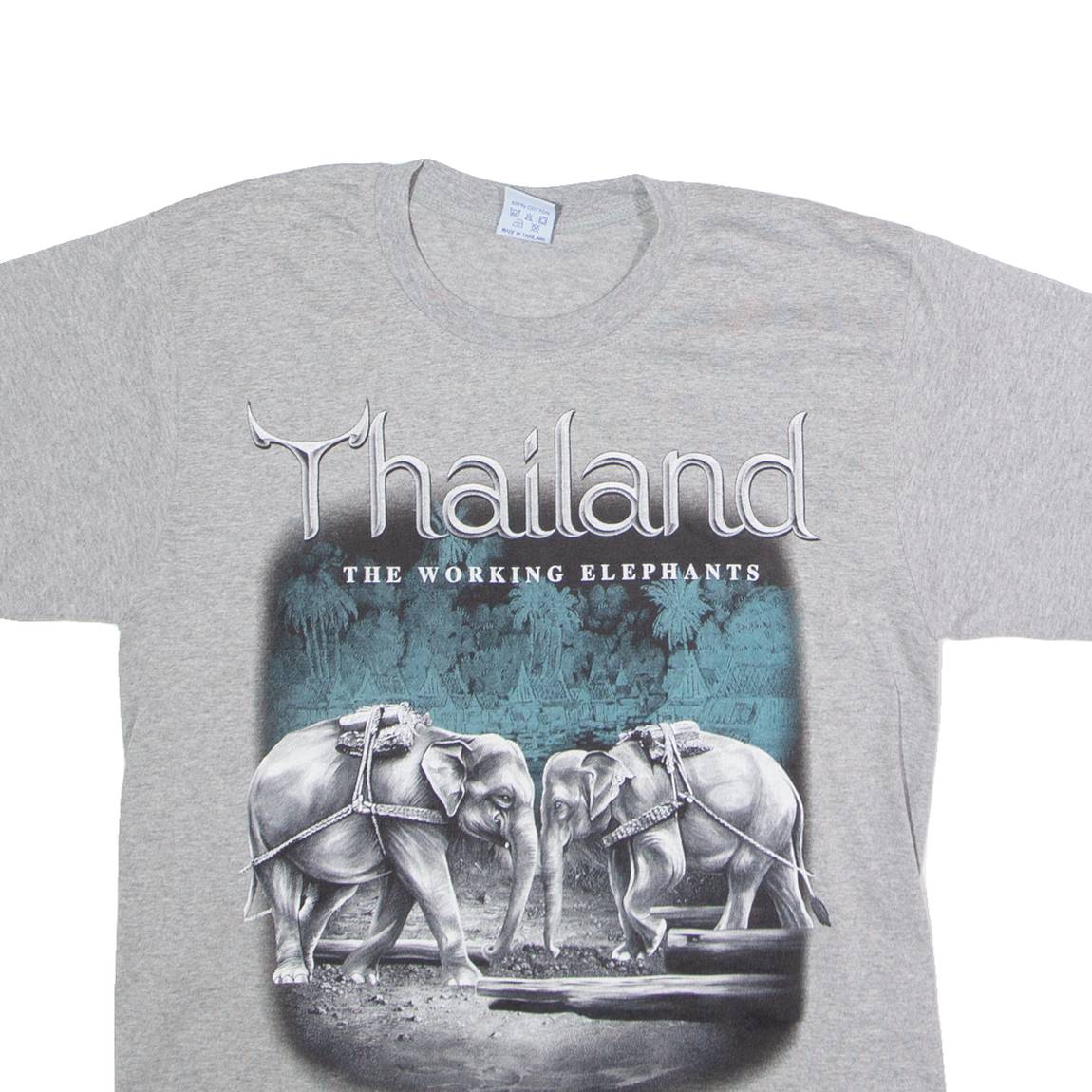 JOLIGOLF Thailand The Working Elephants Mens T-Shirt Grey Crew Neck S
