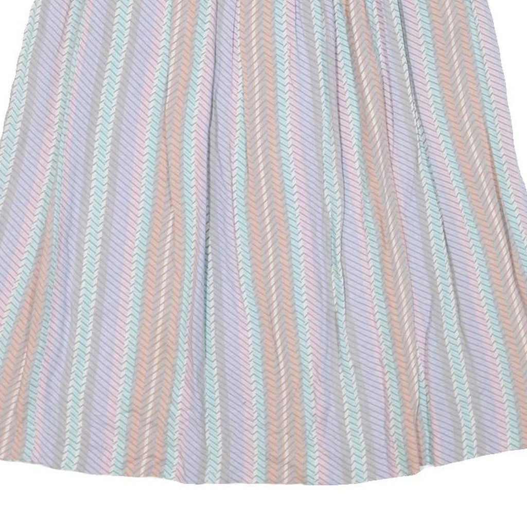 EXCLUSIVELY OURS Womens White Cotton Blend Pleated Midi Skirt M Striped Casual