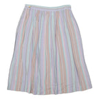 EXCLUSIVELY OURS Womens White Cotton Blend Pleated Midi Skirt M Striped Casual