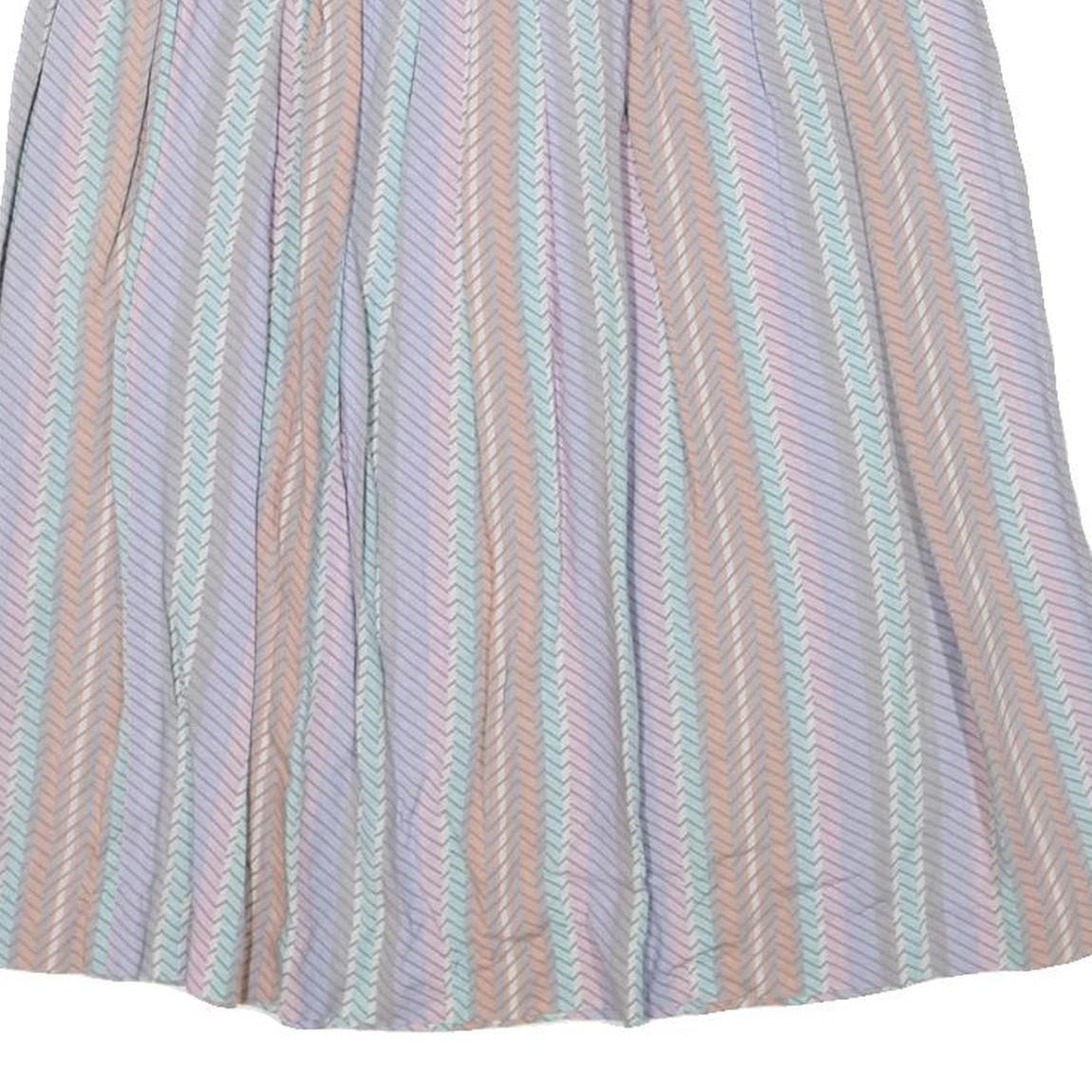 EXCLUSIVELY OURS Womens White Cotton Blend Pleated Midi Skirt M Striped Casual