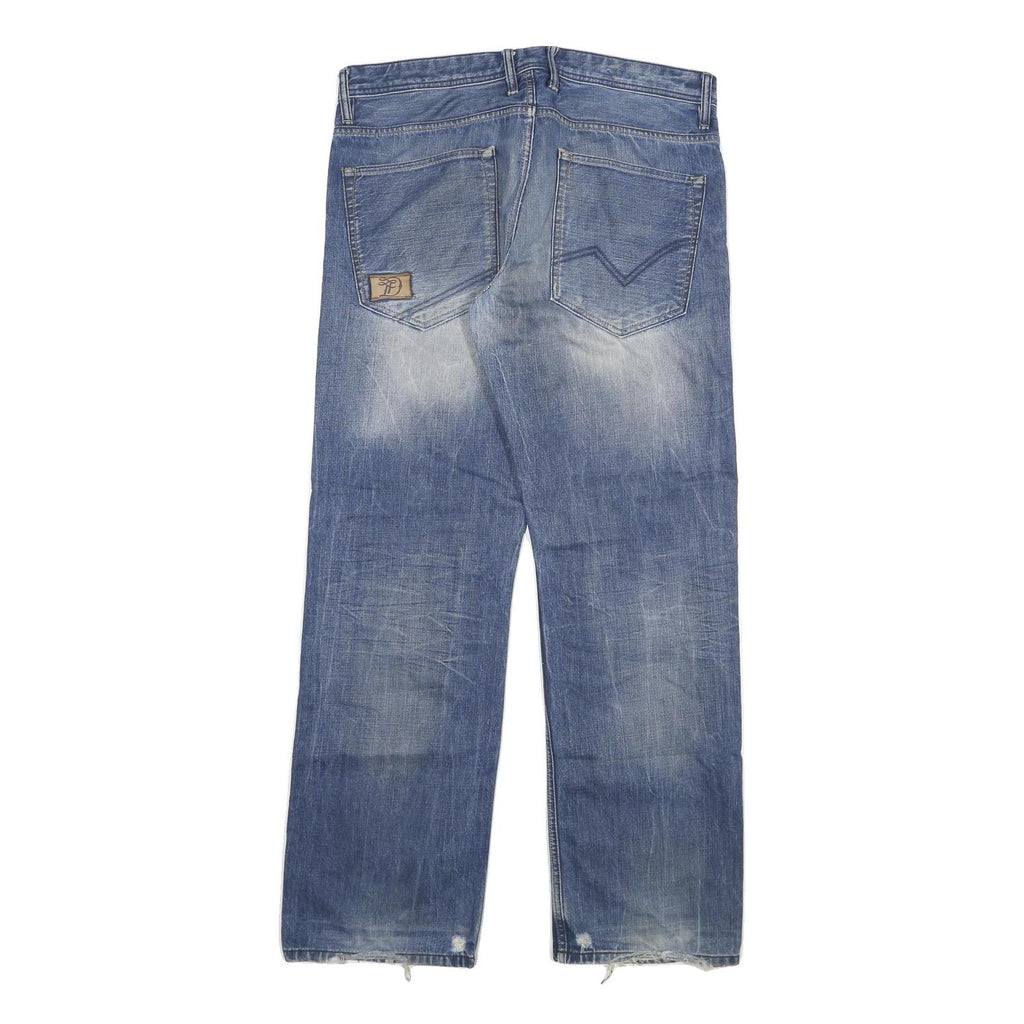 TOM TAILOR Mens Jeans Blue Regular Straight Denim Medium W36 L34 Casual Zip