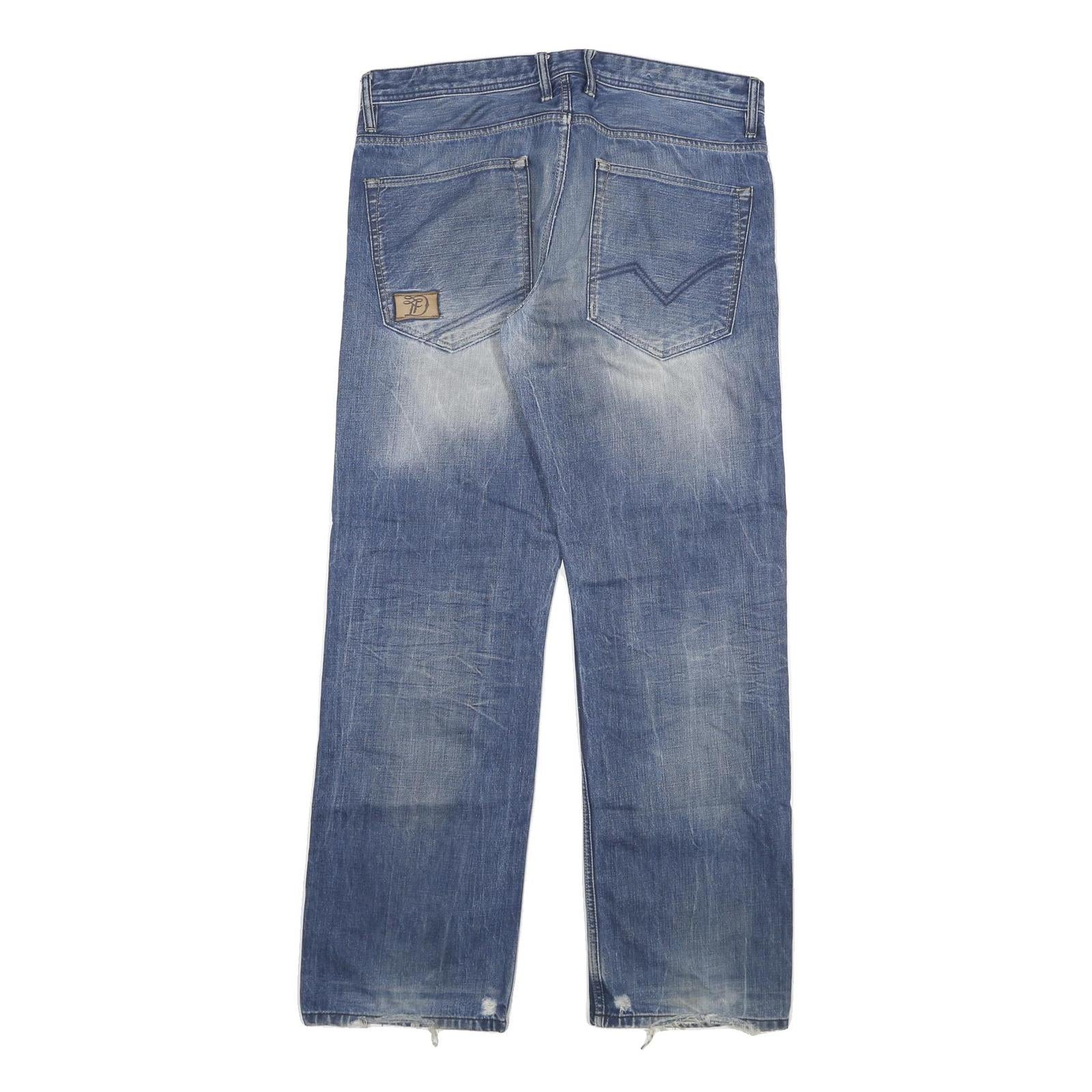 TOM TAILOR Mens Jeans Blue Regular Straight Denim Medium W36 L34 Casual Zip