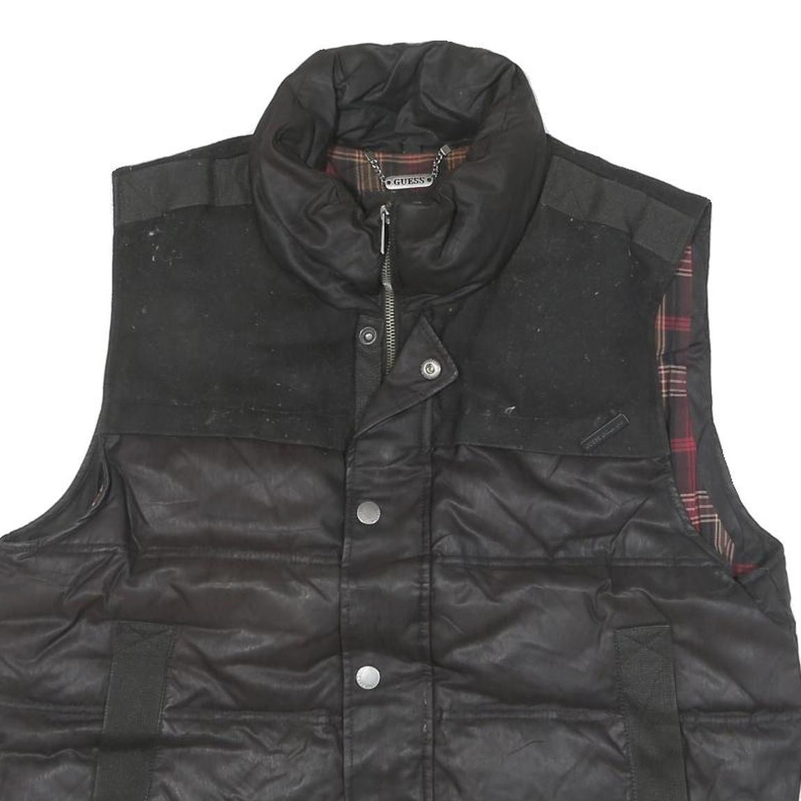 GUESS Mens Black Puffer Jacket L Polyester Blend Quilted Casual Outerwear