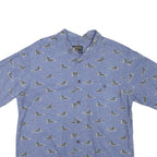 WOOLRICH Mens Blue Shirt M Cotton Blend Dog Print Casual Summer Button Shirt